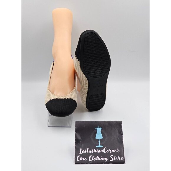 Rothy's Women's Black Beige The Square Slip-On Shoes Squared-Toe Flats Sz 9 2743 - Picture 4 of 16